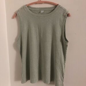 Old Navy 100% Cotton Faded Light Green Sleeveless Muscle Tee/Tank Top/Size-S